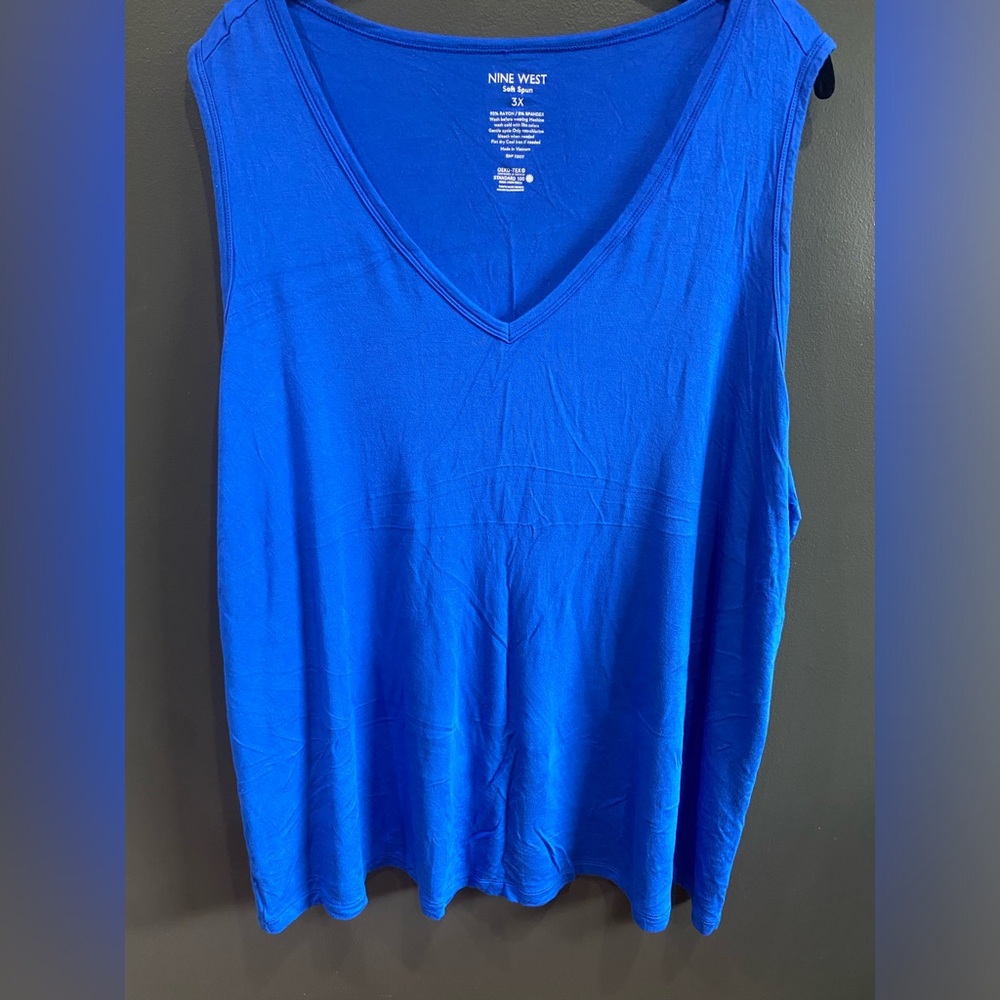 Nine West Plus Size Vibrant Blue Women's V-Neck Top